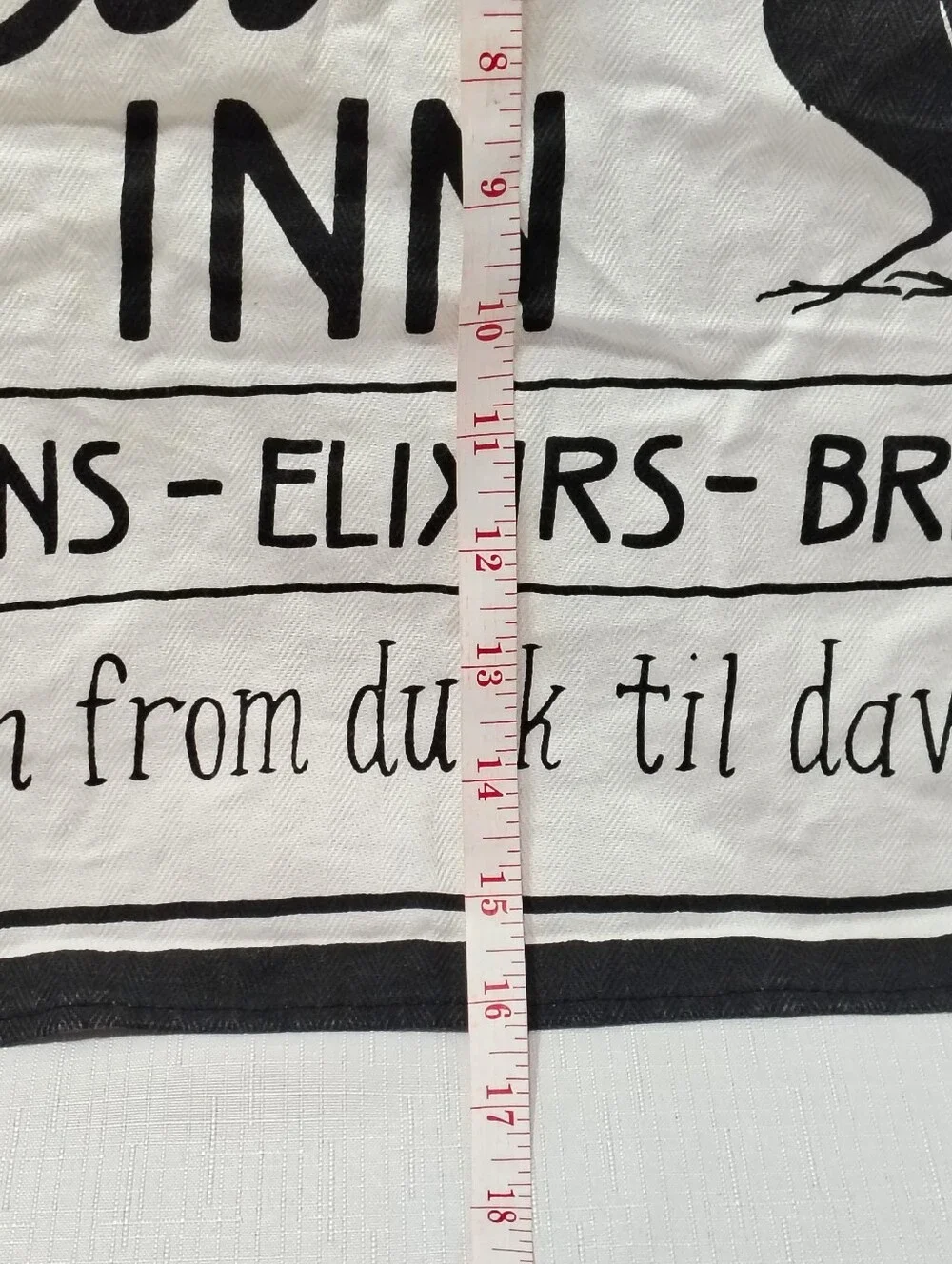 The Raven's Claw Inn Black & White Bar Towel Inn Tavern Halloween Decor